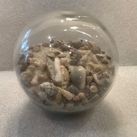 Vintage Glass Paperweight with Sand and Seashells - Picture 3 of 5
